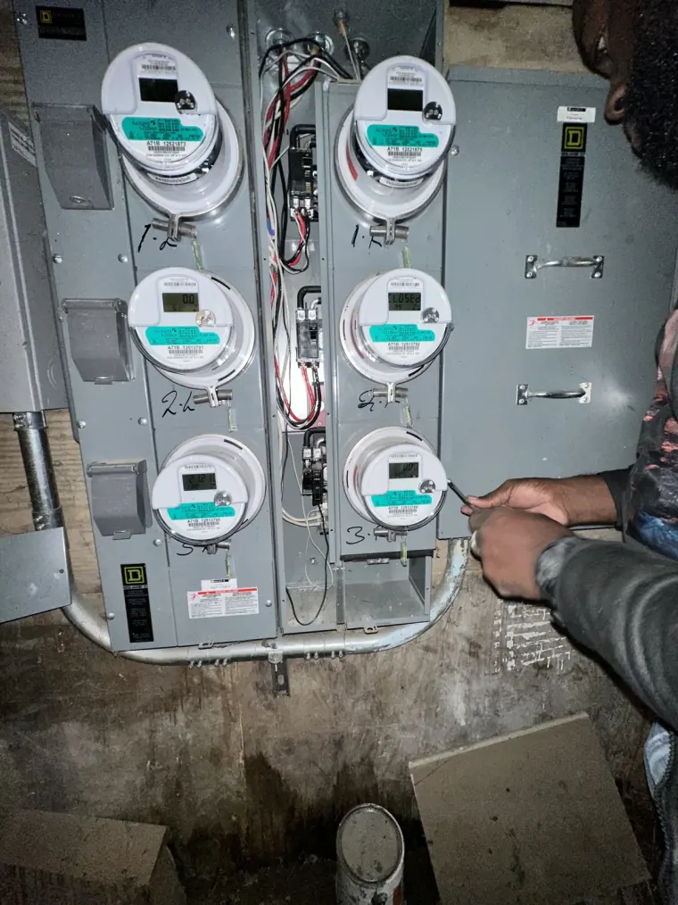 Multifamily electrical meter bank installation in Brooklyn, New York