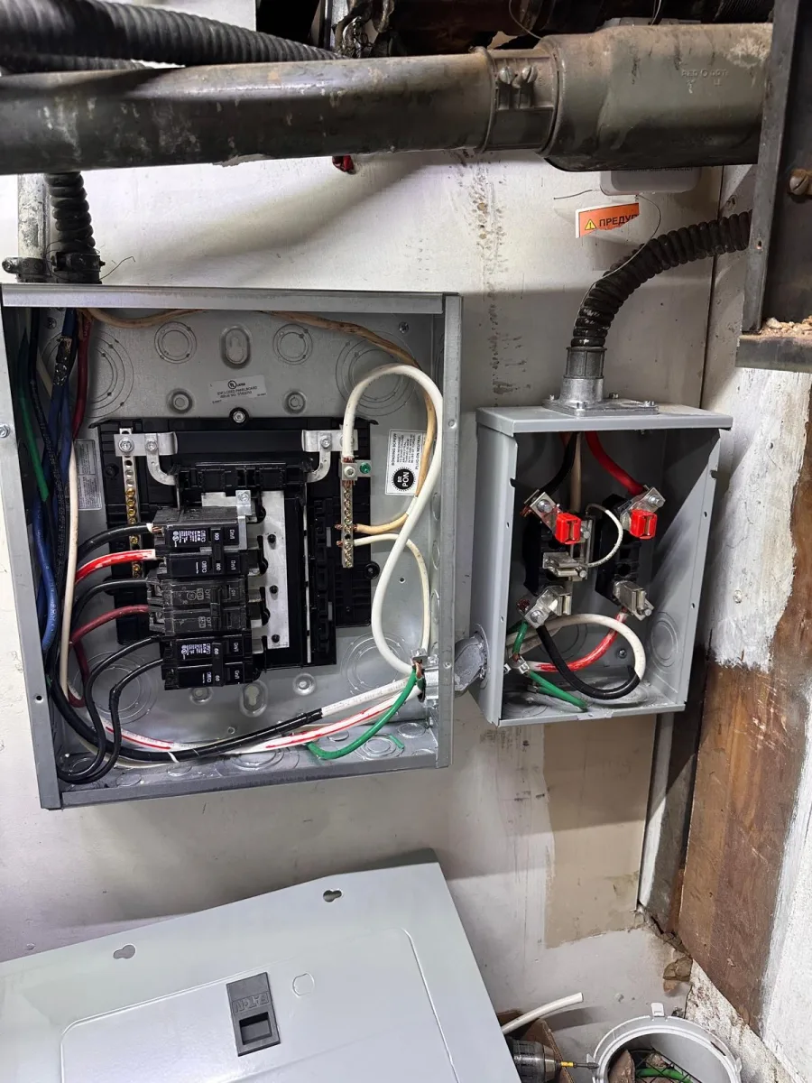 Service disconnect and panel equipment Electrical service disconnect and panel equipment during a New York City service-upgrade project